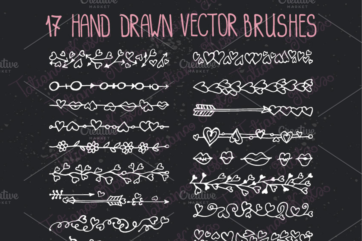 Romantic heart Vector DIY brushes, a Brush Add-On by Tatianakost49 (Photo 2 of 4)