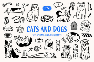 CATS and DOGS, an Animal Illustration by katieromanoff_art