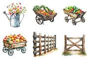 Watercolor Farm Clipart Set, an Illustration by designcity5 (Thumbnail 5 of 5)