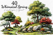 Whimsical Spring Landscape Clipart, a Seasonal Illustration by Canvas Craft (Thumbnail 1 of 10)