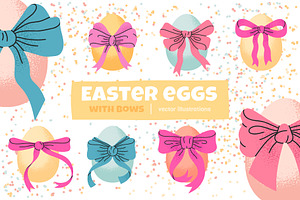 Easter eggs tied with bows