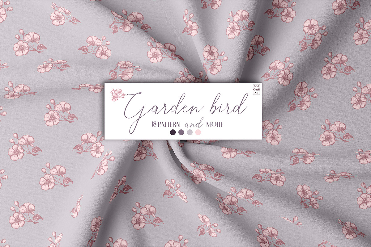 Garden bird. Pattern and motifs., a Pattern Graphic by AnaGuziiArt (Photo 11 of 15)