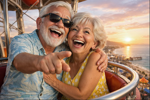 Senior couple enjoying a Ferris whee, a Person Photo by angellodeco