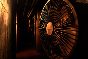 Large industrial fan operating in a, a Photo by Iftikhar Alam