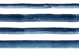 Watercolour Stripes In Dark Navy