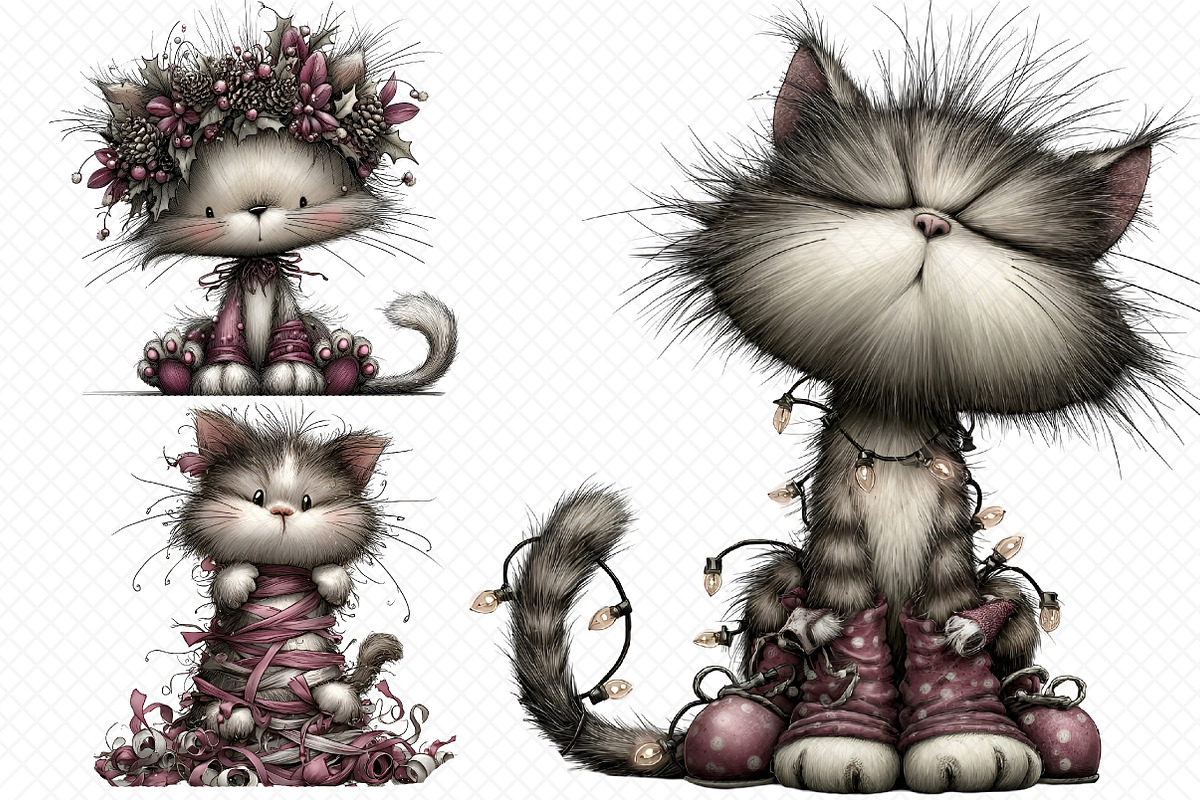 Whimsical christmas cat, an Illustration by cherrydesign (Photo 2 of 3)