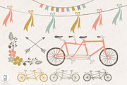 Tandem bicycle flowers wedding card, an Illustration by GrafikBoutique (Thumbnail 3 of 3)
