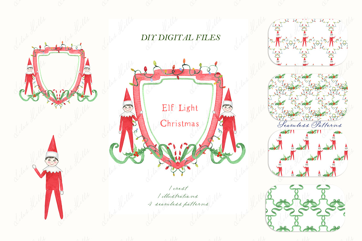 Elf Red Christmas  Watercolor Crest, a Graphic by LABFcreations (Photo 2 of 4)