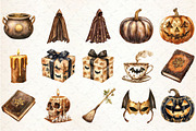 Luxury Brown & Gold Halloween Clipar, an Illustration by Rose Art (Thumbnail 2 of 7)