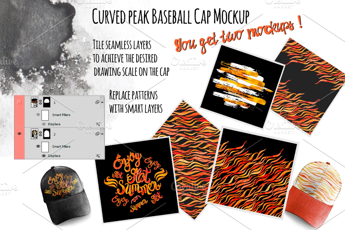 Curved peak Baseball Cap Mockup, a Hat Mockup by Seamless and more stuff (Photo 4 of 5)