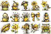 Whimsical Yellow Spring Clipart, an Illustration by OK Design (Thumbnail 3 of 6)