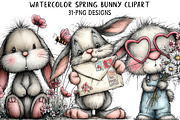 Watercolor Spring Bunny Clipart, an Illustration by Daily.Designs (Thumbnail 1 of 7)