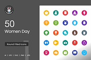 50 Women Day Round Filled Icons, an Icon by IconBunny (Thumbnail 1 of 2)