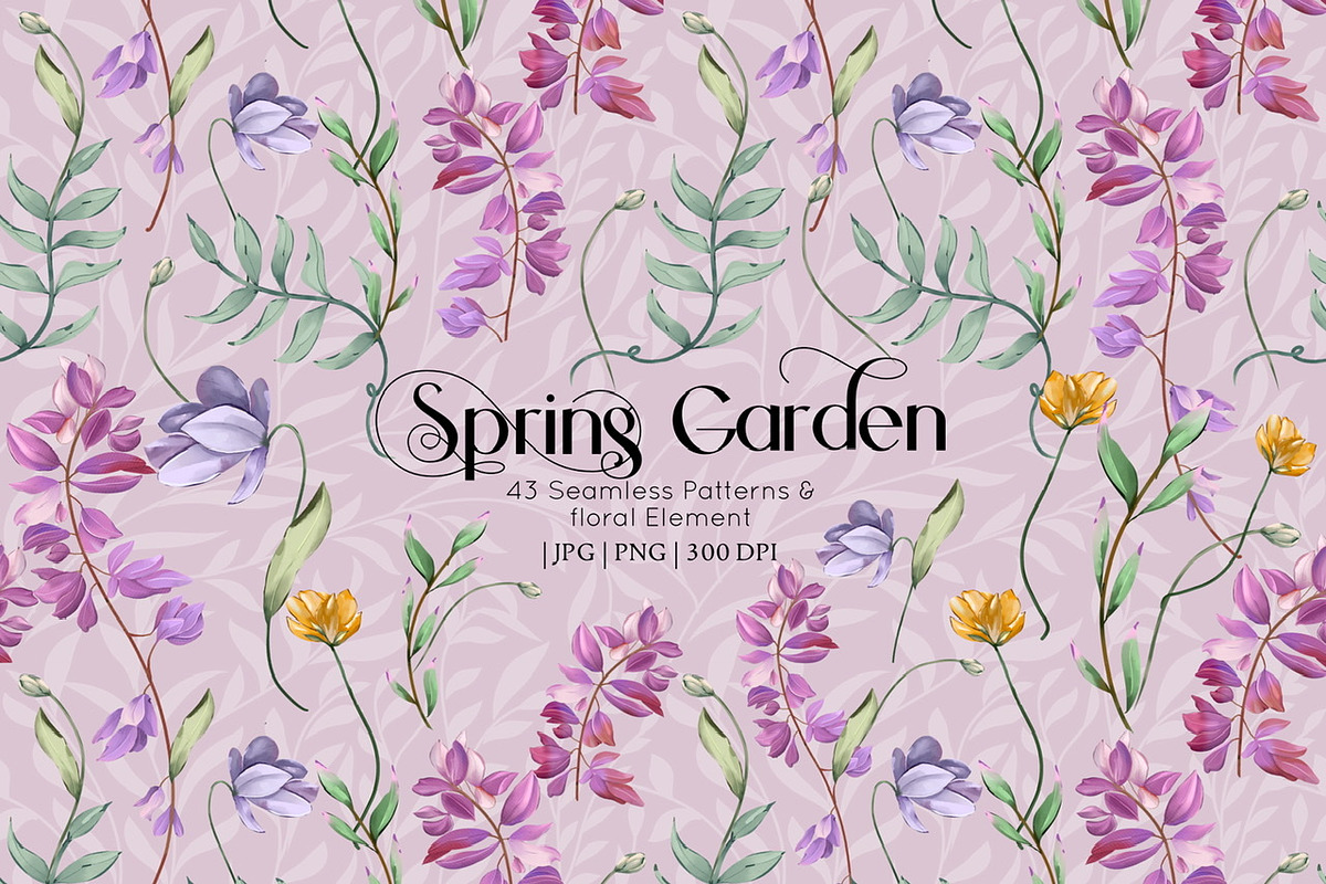Spring Garden Floral Pattern, a Pattern Graphic by Madebyia (Photo 1 of 14)