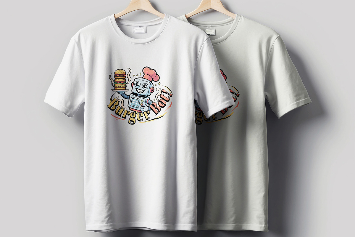 Burger Bot T Shirt Design Layout
