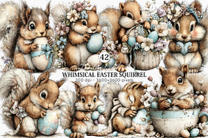 Whimsical Easter Squirrel Clipart, an Illustration by Canvas Craft