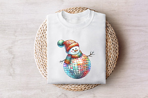 Christmas Disco Snowman Png, Retro