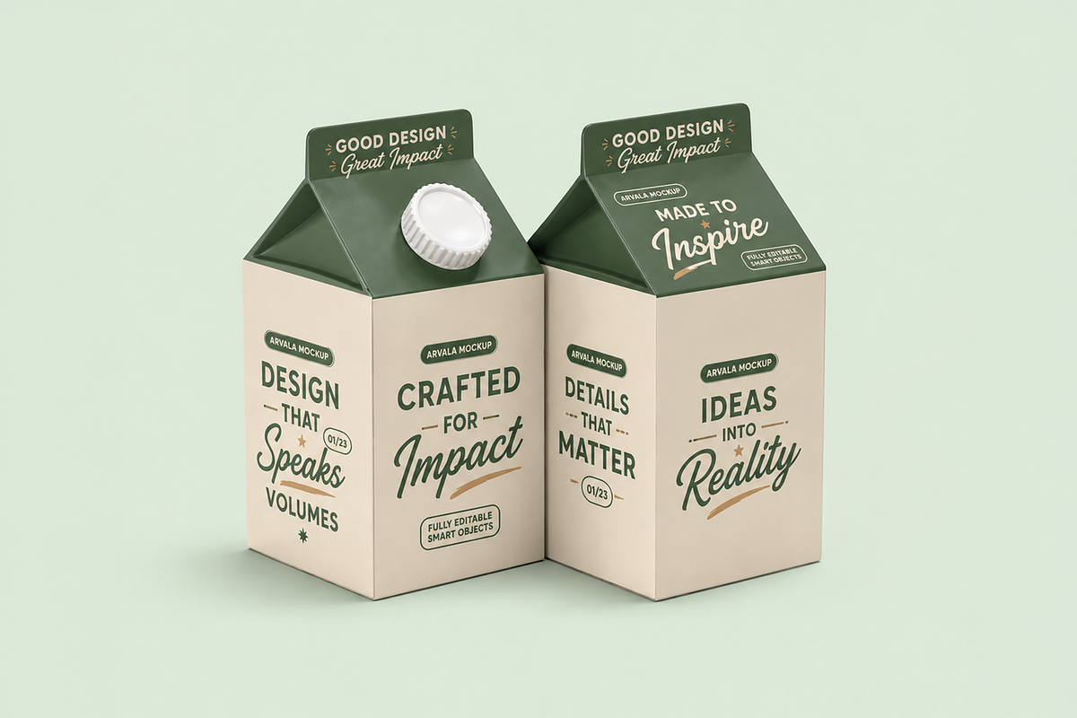 Milk Packaging Mockup, a Packaging Mockup by Custom.scene (Photo 2 of 3)