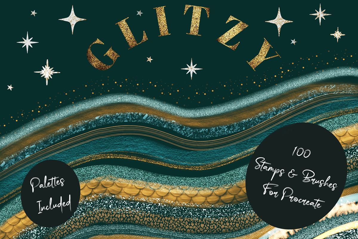 Glitter & Metallic Procreate Brush, a Brush Add-On by KJP Designs (Photo 1 of 12)