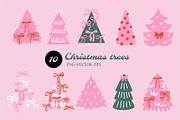 Coquette Girly Christmas trees, a Seasonal Illustration by yabluko_draws (Thumbnail 1 of 3)