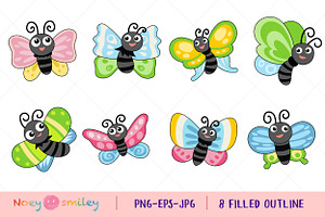 Butterfly Cartoon Filled Clipart