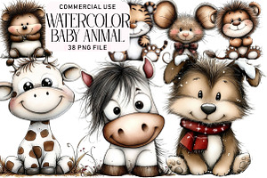 Baby Animal Clipart Bundle, an Illustration by Daily.Designs