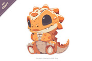 Cartoon yellow dino. T-Shirt, PNG, an Animal Illustration by KENO Mascots (Thumbnail 2 of 4)