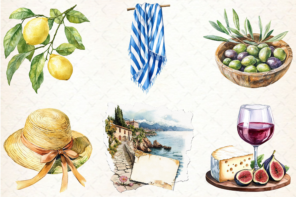 Italian Summer Clipart, an Illustration by Libby Wishes (Photo 3 of 7)