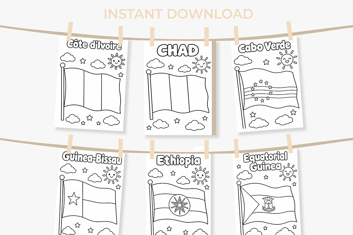 190 Flags Coloring Book for Kids PDF, an Education Illustration by Mohammad Sarfaraz (Photo 4 of 13)