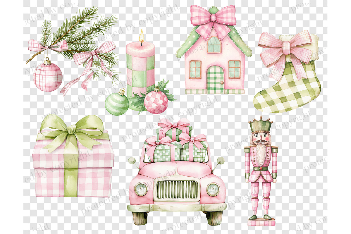 Coquette Christmas Clipart, a Seasonal Illustration by GlamArtZhanna (Photo 6 of 6)