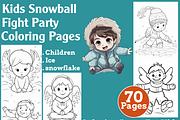 Kids Snowball Fight Party Coloring, an Animal Illustration by martinblan (Thumbnail 1 of 4)