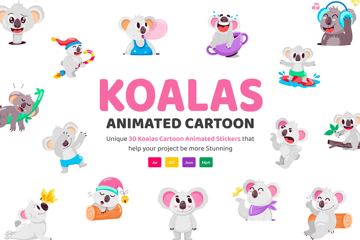 Koala Bear Animation Stickers, an Emoji Icon by Vectors Market (Photo 1 of 3)