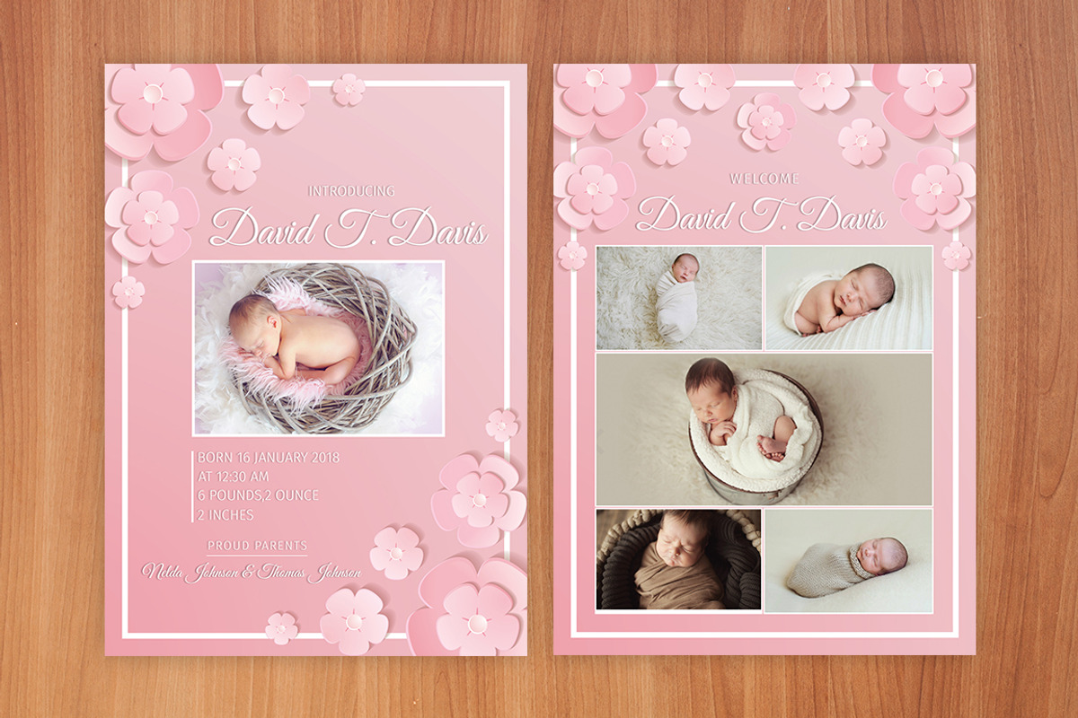 Birth Announcement Template, a Card Template by Madhabi Studio (Photo 2 of 2)