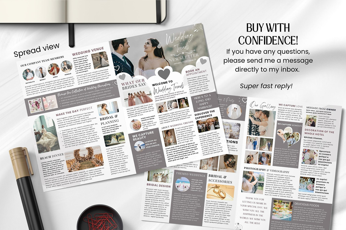 Canva Newsletter Template Wedding, a Flyer Template by PixelCraft (Photo 13 of 15)