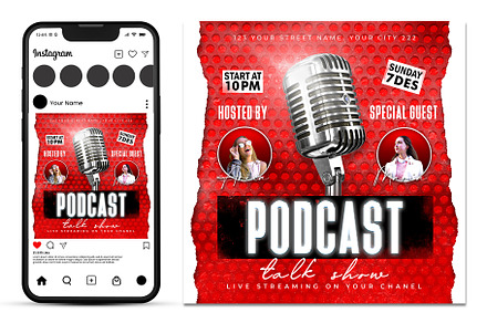 Podcast flyer template, a Brochure Template by AbcStudio