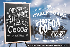 Hot Cocoa 5 Chalkboard Signs Set