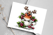 Whimsical Christmas Bird Clipart, an Illustration by Canvas Craft (Thumbnail 4 of 6)