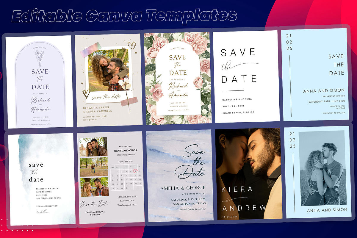 Modern 20 Save the Date Card Pack, an Invitation Template by DesignGenix (Photo 3 of 3)