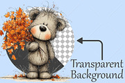 Whimsical Teddy Bear Fall Clipart, a Seasonal Illustration by Canvas Craft (Thumbnail 2 of 10)
