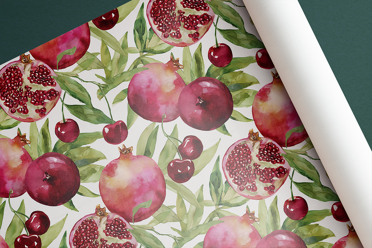 CHERRY POMEGRANATE Seamless Pattern, a Pattern Graphic by AYAKA Studio Co. (Photo 9 of 10)