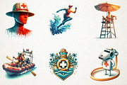 Lifeguard Watercolor Cliparts, an Illustration by RobertsArt (Thumbnail 2 of 4)