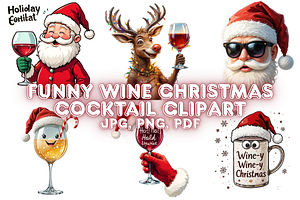 FunnyWine Christmas Cocktail Clipart