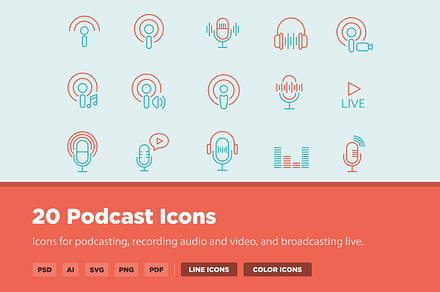 20 Podcast Icons, an Icon by Creative VIP