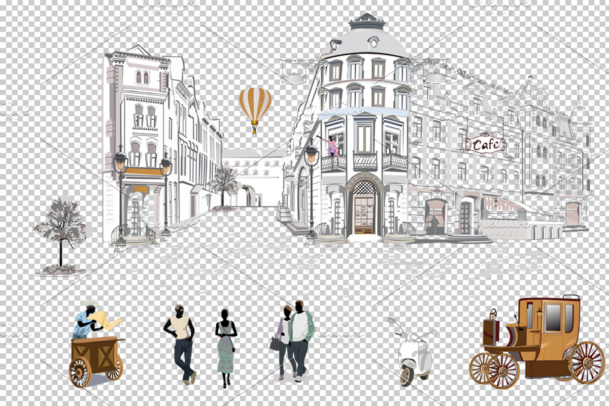 Vector picturesque streets and cafes, a Food Illustration by Laifalight (Photo 7 of 7)