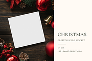 5x5 Christmas Greeting Card Mockup, an Advertising Mockup by Serenefeeling (Thumbnail 1 of 7)