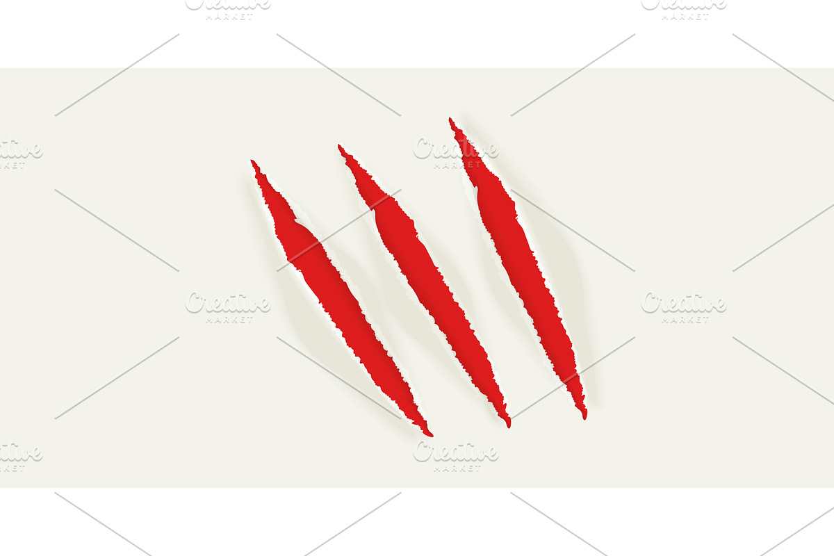 Claw torn paper. Claws scratch mark, an Illustration by Stock-Smart-Start