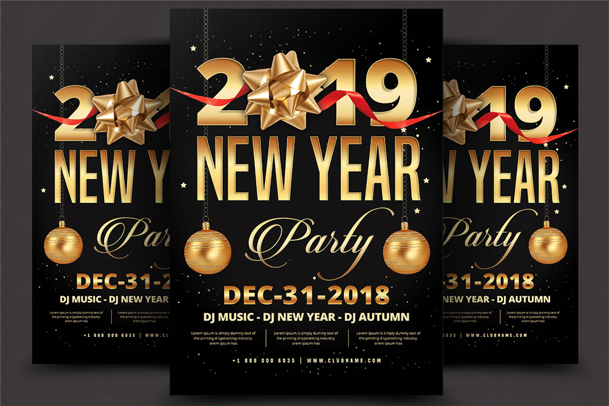 2019 New Year Party Flyer, a Flyer Template by AfzaalGraphics (Photo 1 of 4)
