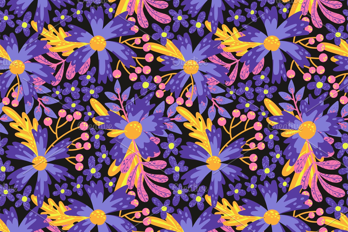 Flower mood seamless pattern, a Pattern Graphic by palllna (Photo 2 of 7)