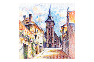 Old Bruges Street Witn Church