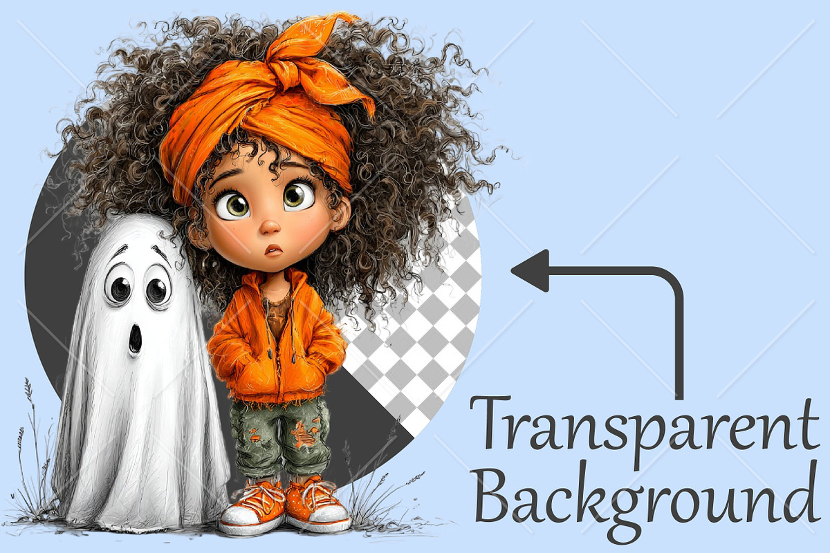 Whimsical Halloween Girl Ghost PNG, a Seasonal Illustration by Canvas Craft (Photo 2 of 10)
